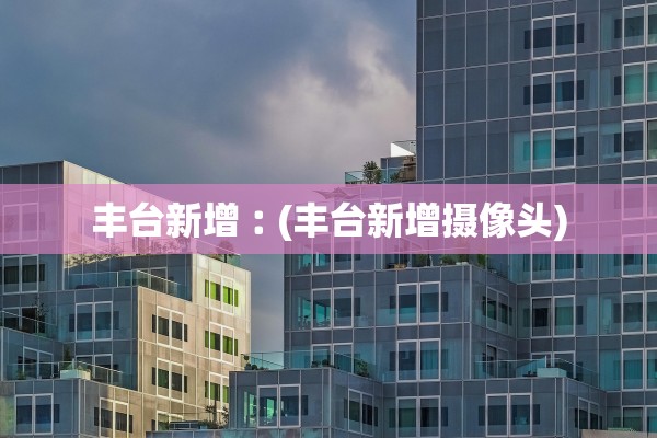 丰台新增︰(丰台新增摄像头)