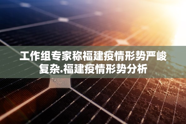 工作组专家称福建疫情形势严峻复杂.福建疫情形势分析