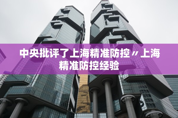 中央批评了上海精准防控〃上海精准防控经验