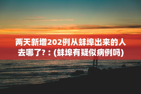 两天新增202例从蚌埠出来的人去哪了?︰(蚌埠有疑似病例吗)