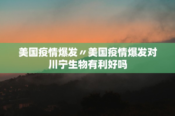 美国疫情爆发〃美国疫情爆发对川宁生物有利好吗