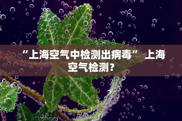 “上海空气中检测出病毒” 上海 空气检测？